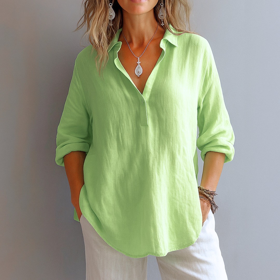Diane | Long Sleeve Linen Button Shirt oaklynwear