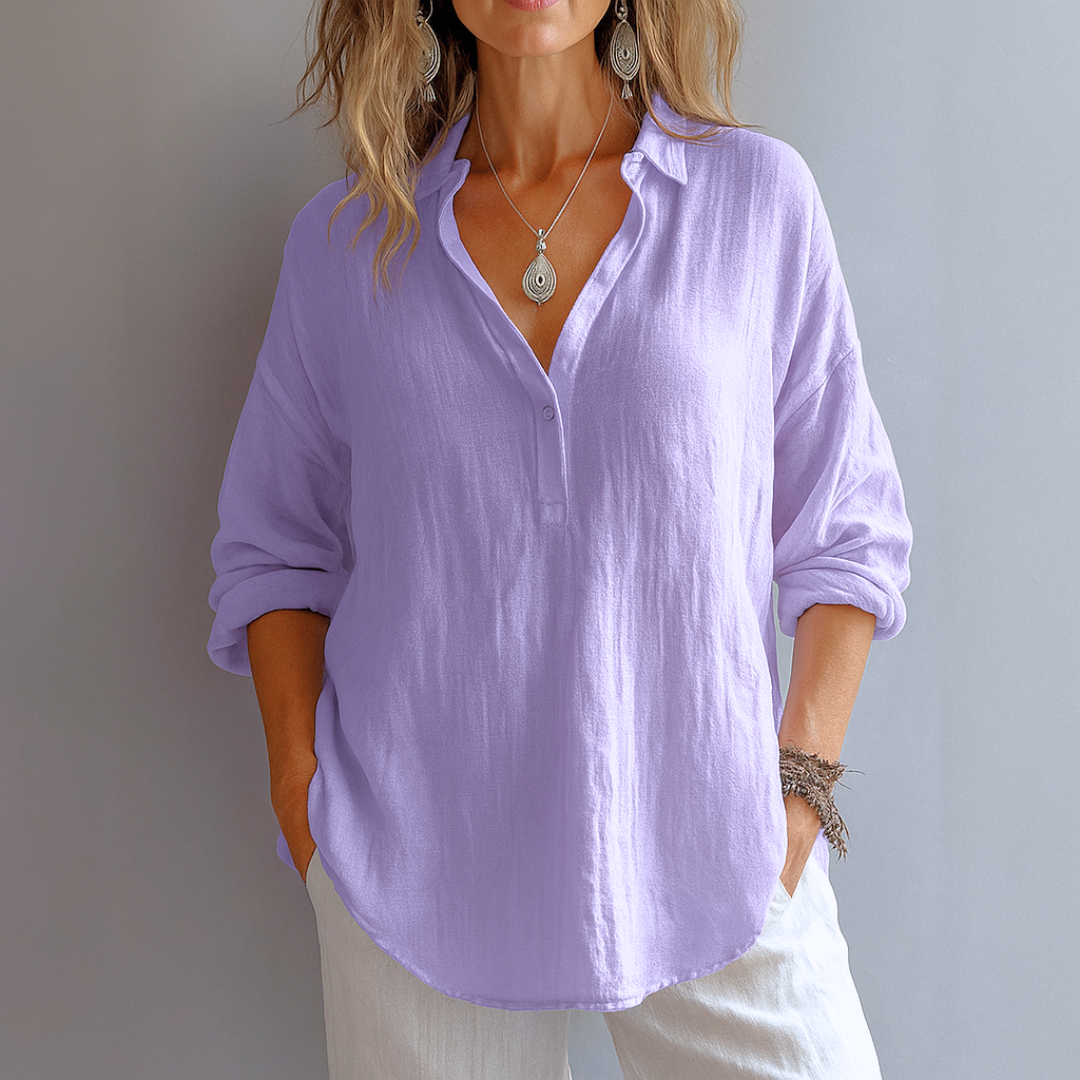 Diane | Long Sleeve Linen Button Shirt oaklynwear
