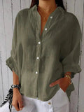 Clara | V-Neck Cotton Linen Blouse oaklynwear