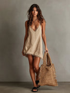 Hailey | Women's Minimalist Linen Blend Strapless Mini Dress oaklynwear