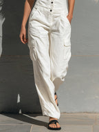 Clara | Women's Minimalist Cotton Blend Single-Breasted Sleeveless Jumpsuit oaklynwear
