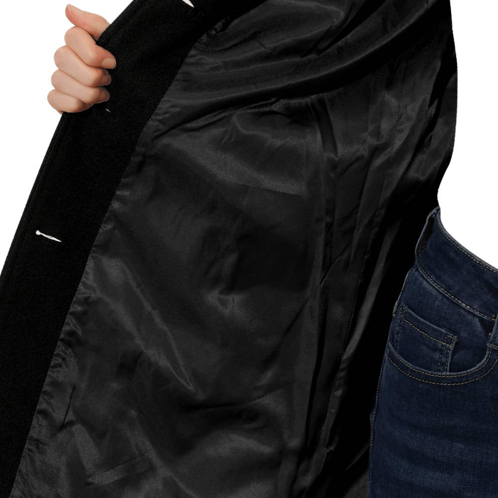 Women's tailored A-line long coat with point collar and button front - view 3
