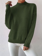 Women's relaxed mock neck sweater with dropped shoulders and ribbed cuffs - view 19