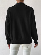 Women's relaxed mock neck sweater with dropped shoulders and ribbed cuffs - view 2