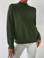 Women's relaxed mock neck sweater with dropped shoulders and ribbed cuffs - view 20