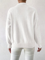 Women's relaxed mock neck sweater with dropped shoulders and ribbed cuffs - view 23
