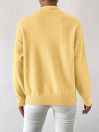Women's relaxed mock neck sweater with dropped shoulders and ribbed cuffs - view 31
