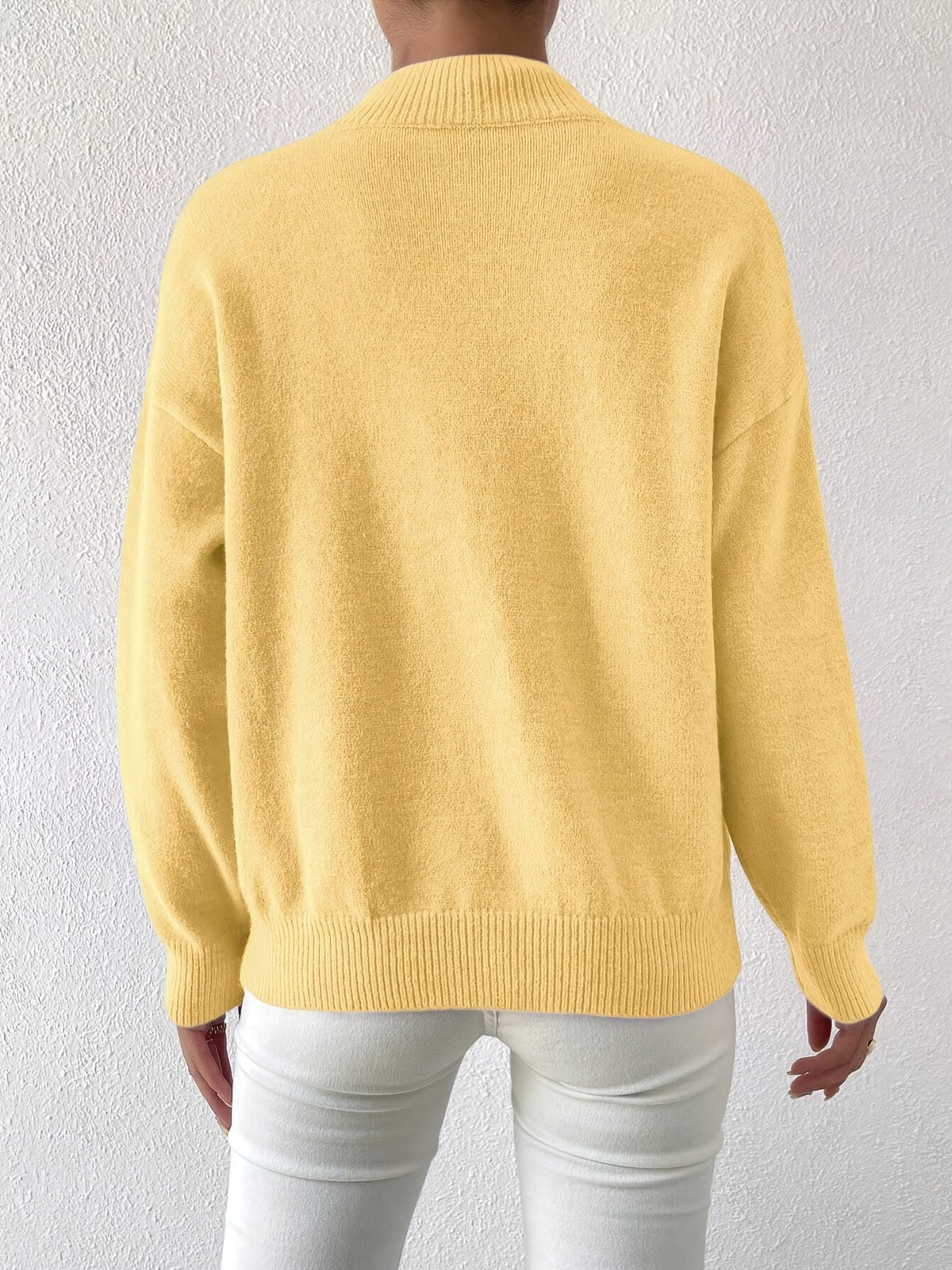 Women's relaxed mock neck sweater with dropped shoulders and ribbed cuffs - view 31