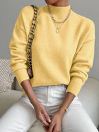 Women's relaxed mock neck sweater with dropped shoulders and ribbed cuffs - view 32