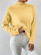 Women's relaxed mock neck sweater with dropped shoulders and ribbed cuffs - view 33