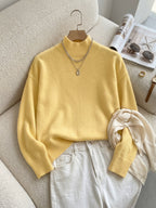 Women's relaxed mock neck sweater with dropped shoulders and ribbed cuffs - view 35