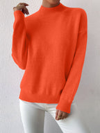Women's relaxed mock neck sweater with dropped shoulders and ribbed cuffs - view 43
