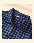 Ellis blue and black plaid matching pajama set with embroidered dog pocket - view 13