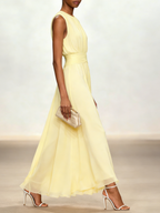 Sunny | Ruched Chiffon A-Line Maxi Dress oaklynwear