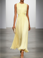 Sunny | Ruched Chiffon A-Line Maxi Dress oaklynwear