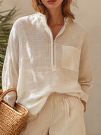 Brielle | Sheer Linen Shirt Striped Shorts Set oaklynwear
