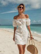 Rosalie | Off-Shoulder Ruffle Cotton Mini Dress oaklynwear