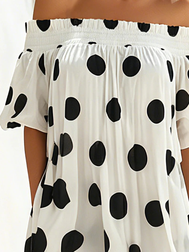 Dotty | Polka Dot Off-Shoulder Maxi Dress oaklynwear