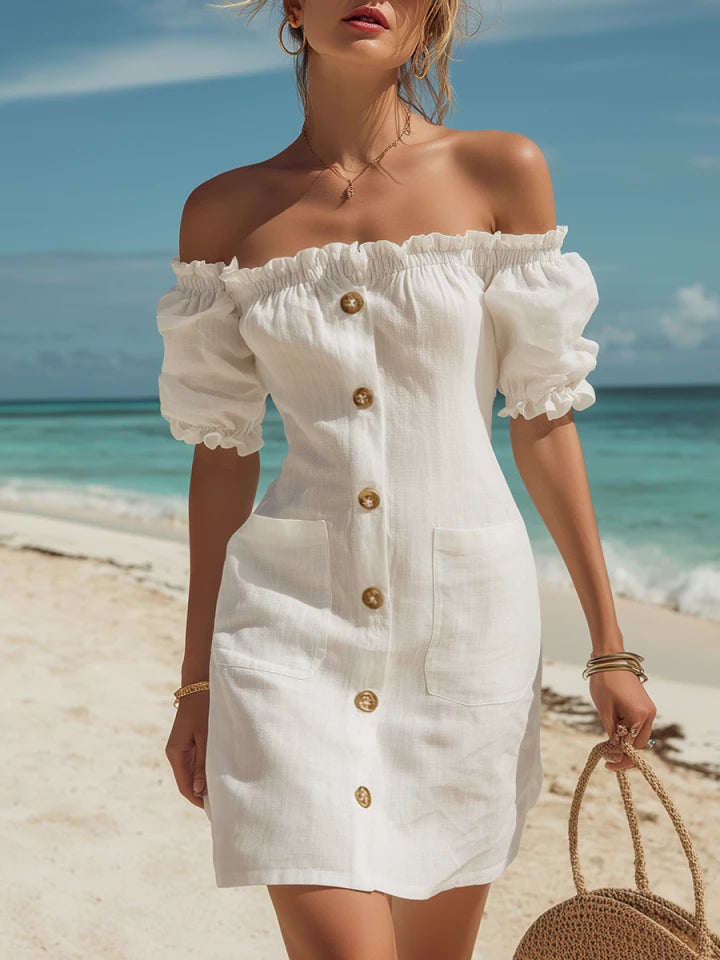 Rosalie | Off-Shoulder Ruffle Cotton Mini Dress oaklynwear
