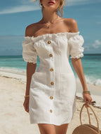Rosalie | Off-Shoulder Ruffle Cotton Mini Dress oaklynwear