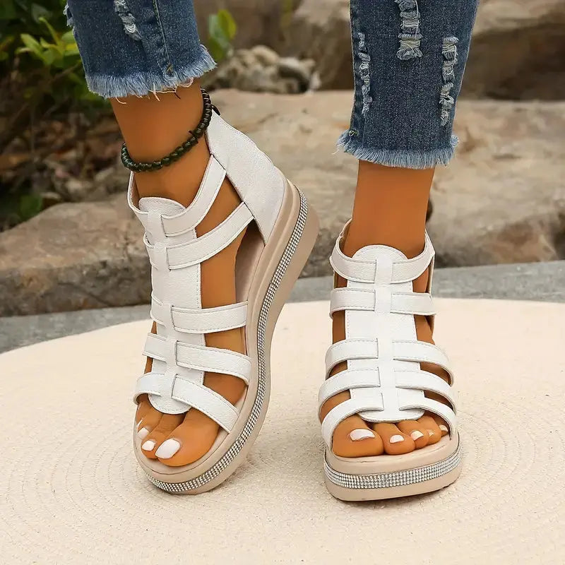 Elle | Comfort Sandals with Rhinestone Decoration oaklynwear