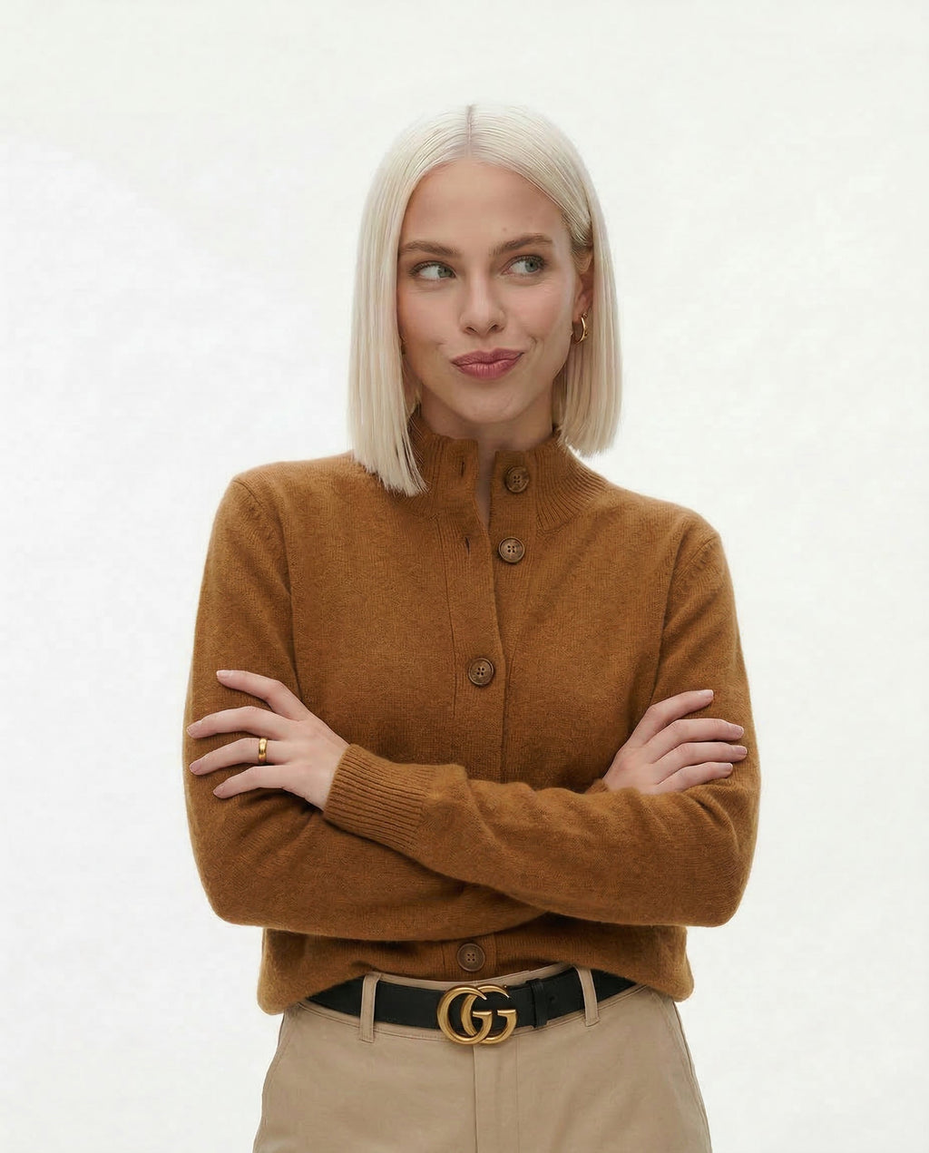 Everly | Button-Up Collared Cardigan with Statement Buttons, Cozy Winter Knit oaklynwear