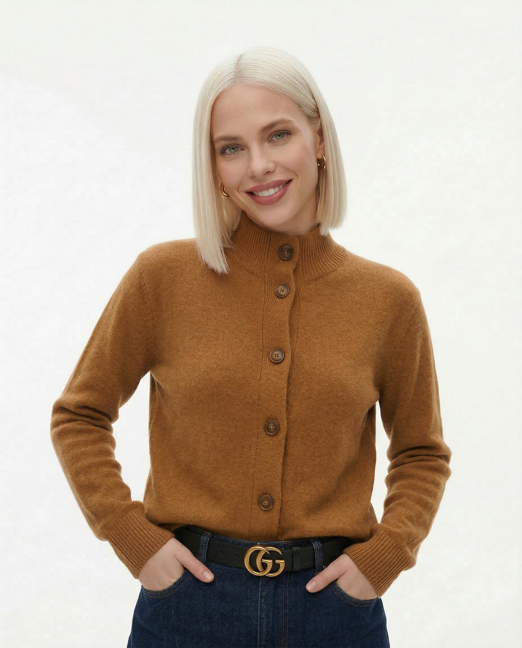 Everly | Button-Up Collared Cardigan with Statement Buttons, Cozy Winter Knit oaklynwear