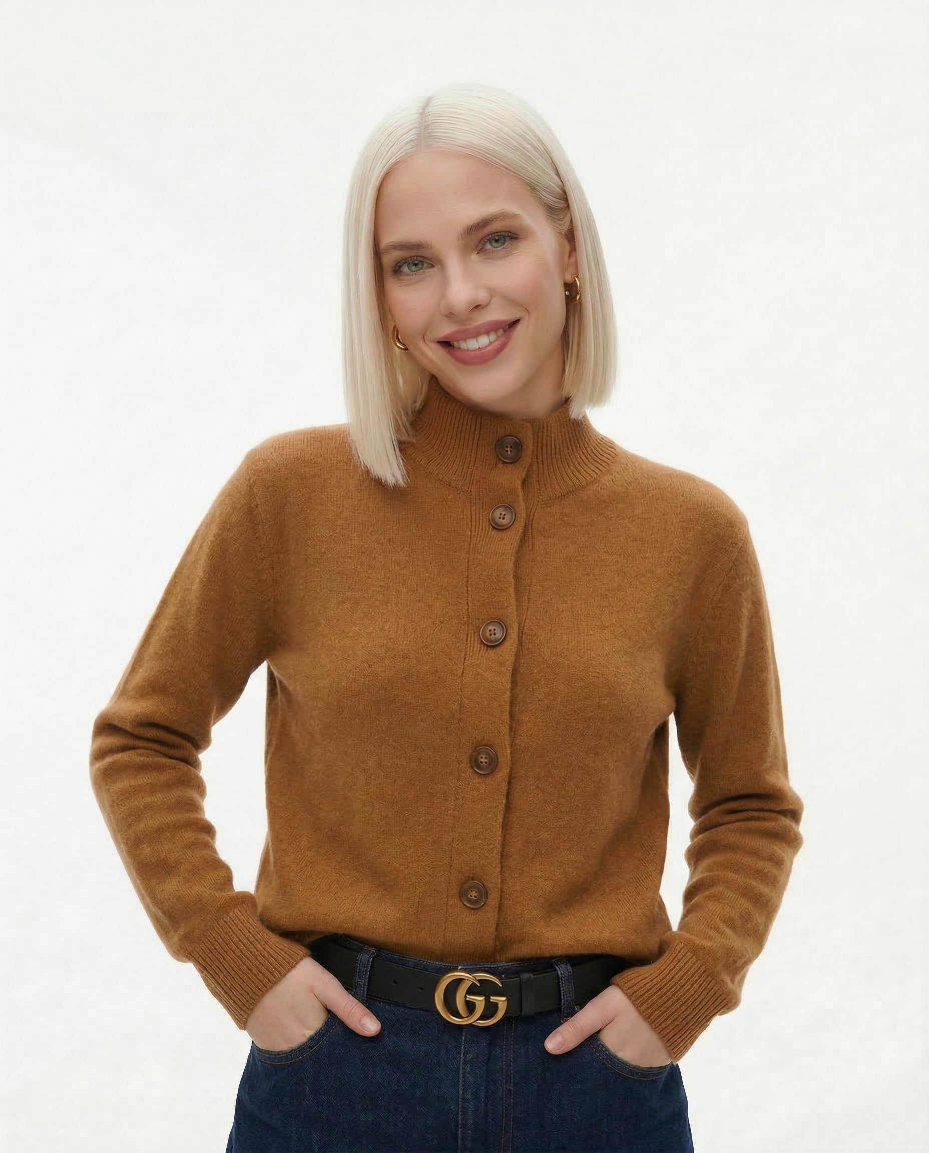 Everly | Button-Up Collared Cardigan with Statement Buttons, Cozy Winter Knit oaklynwear