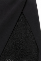 Blazer-style bodycon dress with shawl collar, sheer floral lace sleeves and lace skirt panel - view 10