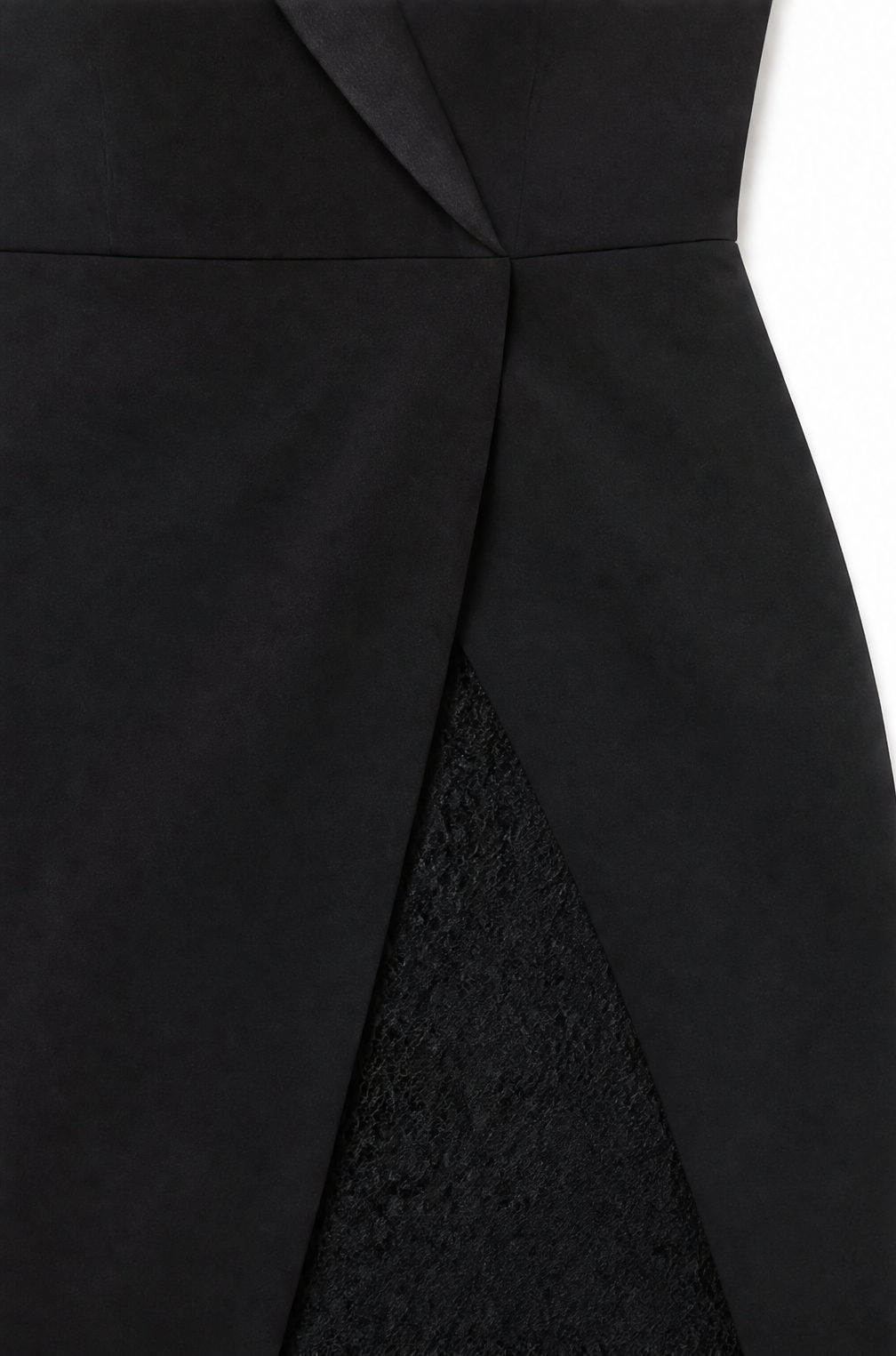 Blazer-style bodycon dress with shawl collar, sheer floral lace sleeves and lace skirt panel - view 9