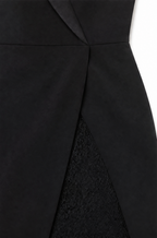 Blazer-style bodycon dress with shawl collar, sheer floral lace sleeves and lace skirt panel - view 9
