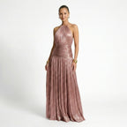 Donna | Women's Pleated Halter Maxi Dress oaklynwear