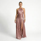 Donna | Women's Pleated Halter Maxi Dress oaklynwear