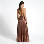 Donna | Women's Pleated Halter Maxi Dress oaklynwear