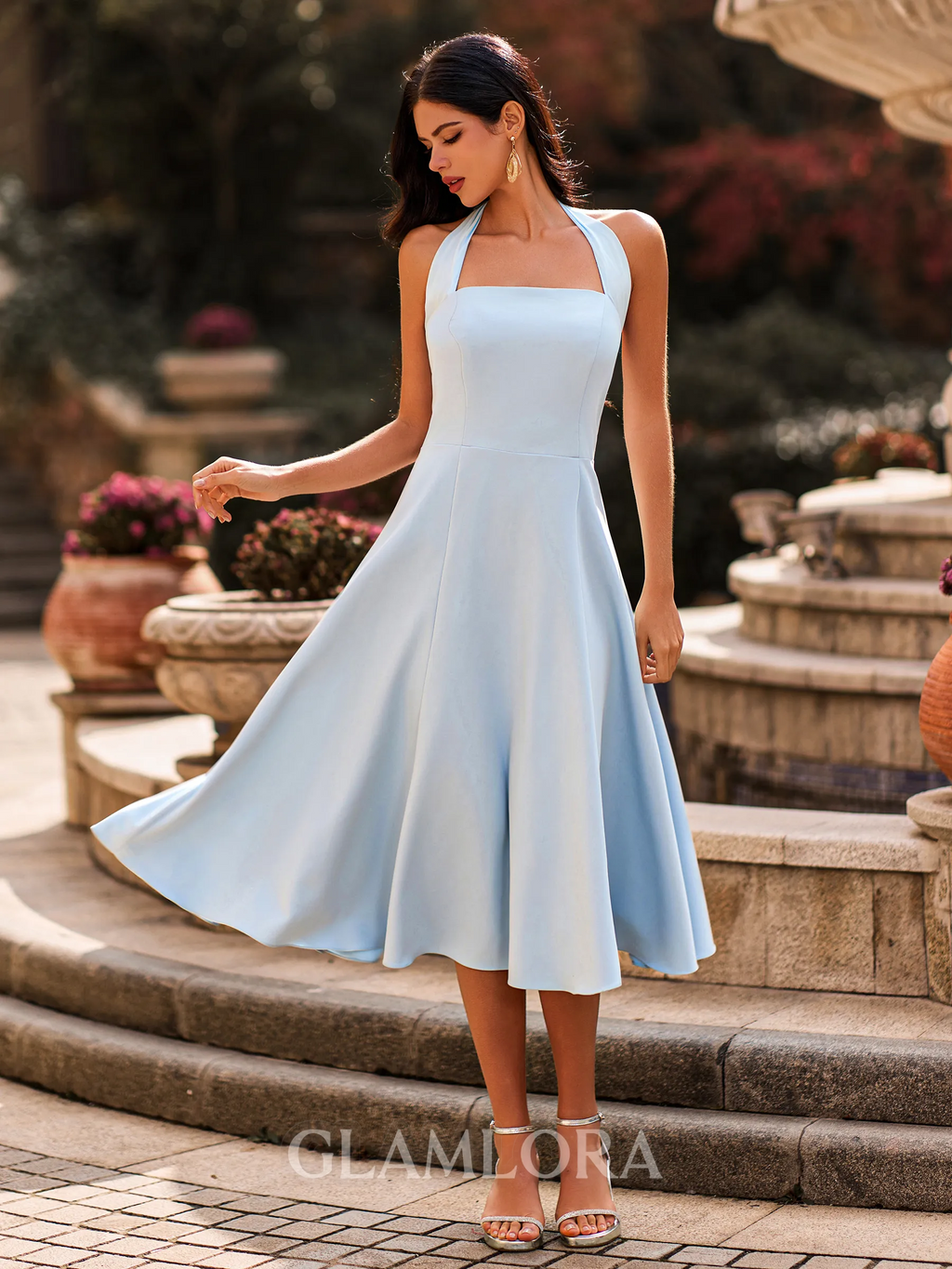 Splendid | Halter Bow A-Line Tea Length Dress oaklynwear