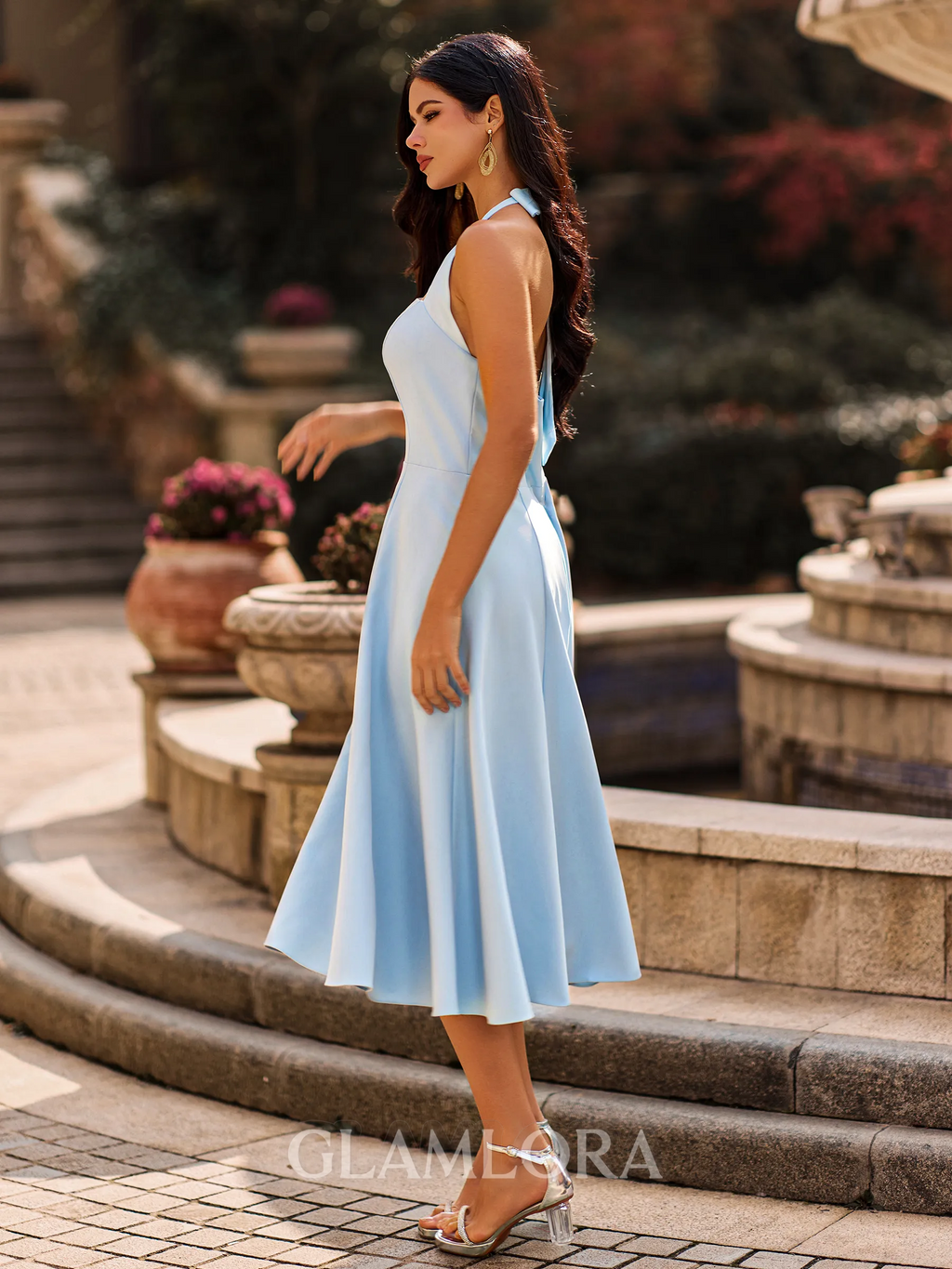 Splendid | Halter Bow A-Line Tea Length Dress oaklynwear