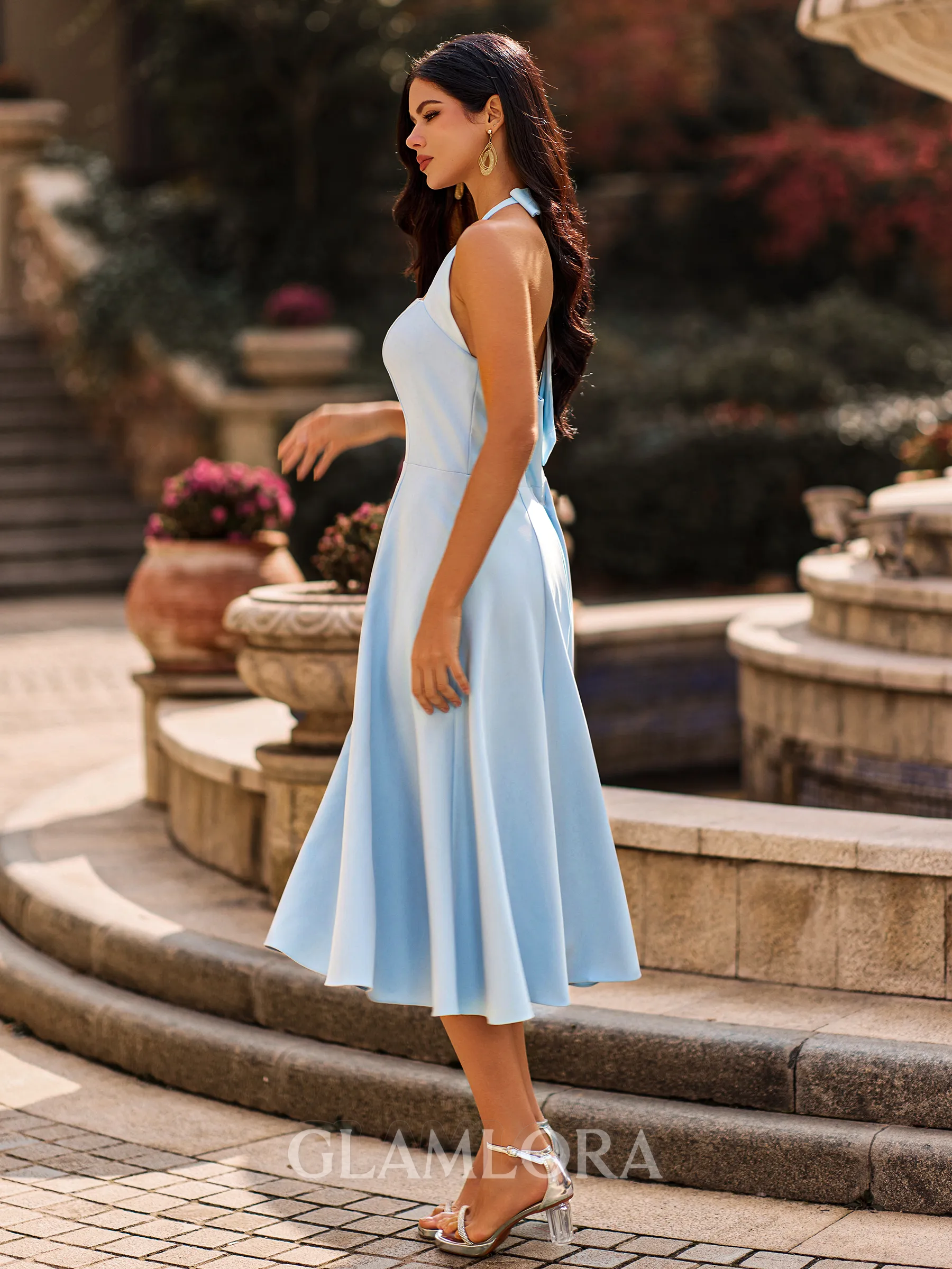 Splendid | Halter Bow A-Line Tea Length Dress oaklynwear