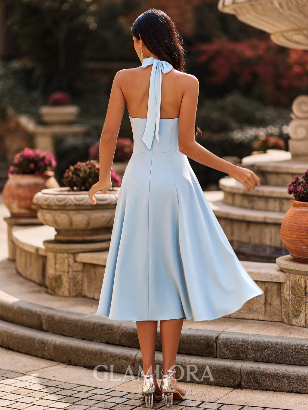 Splendid | Halter Bow A-Line Tea Length Dress oaklynwear
