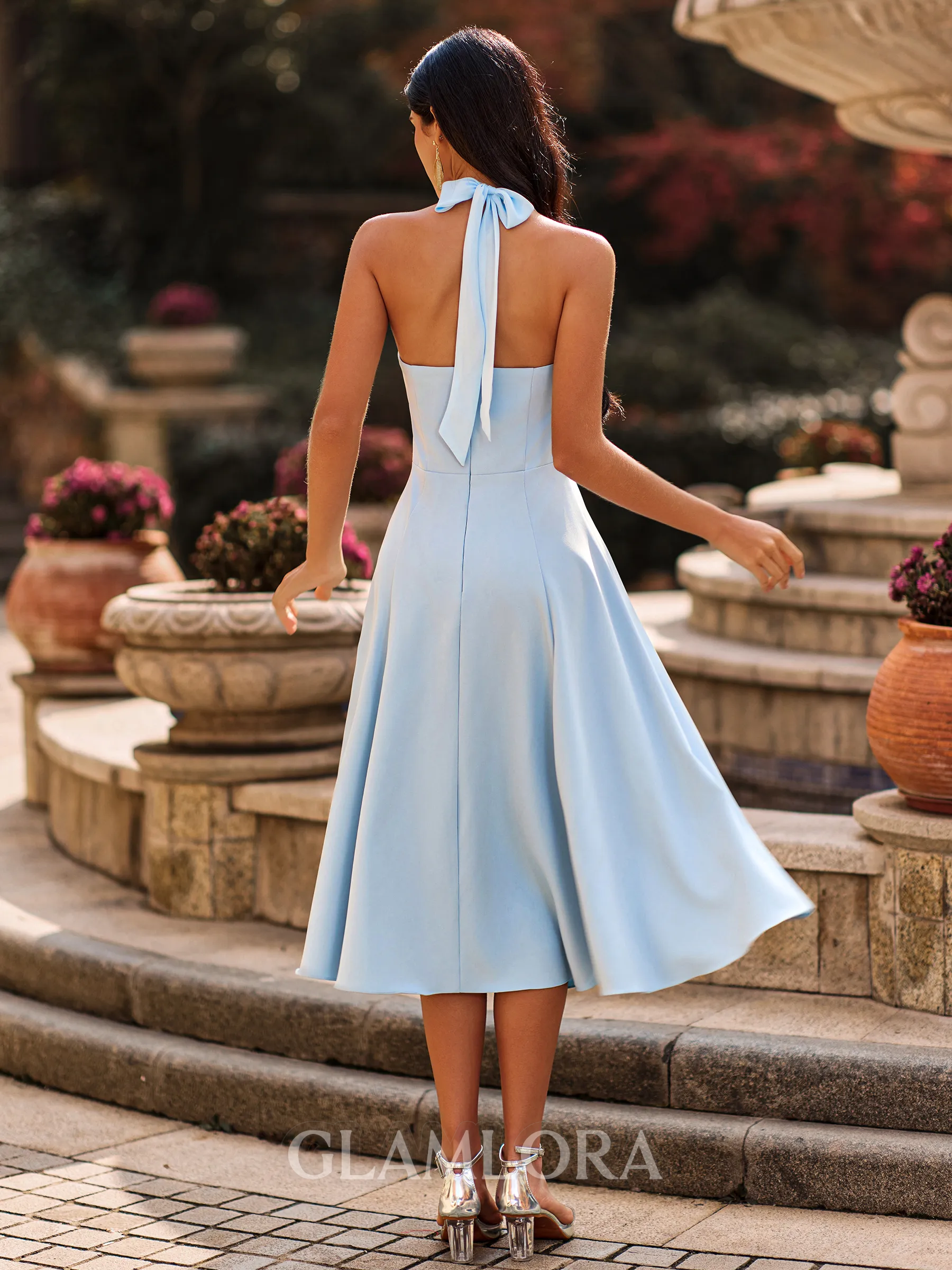 Splendid | Halter Bow A-Line Tea Length Dress oaklynwear