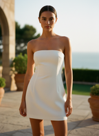 Women's White Strapless Mini Dress – Elegant Bodycon Party Dress oaklynwear