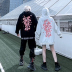 Oversized unisex hoodie with pink cherry blossom sakura print on front and back - view 2