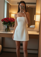Women's White Strapless Mini Dress – Elegant Bodycon Party Dress oaklynwear