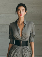 Siena Lapel Belted Maxi Dress oaklynwear