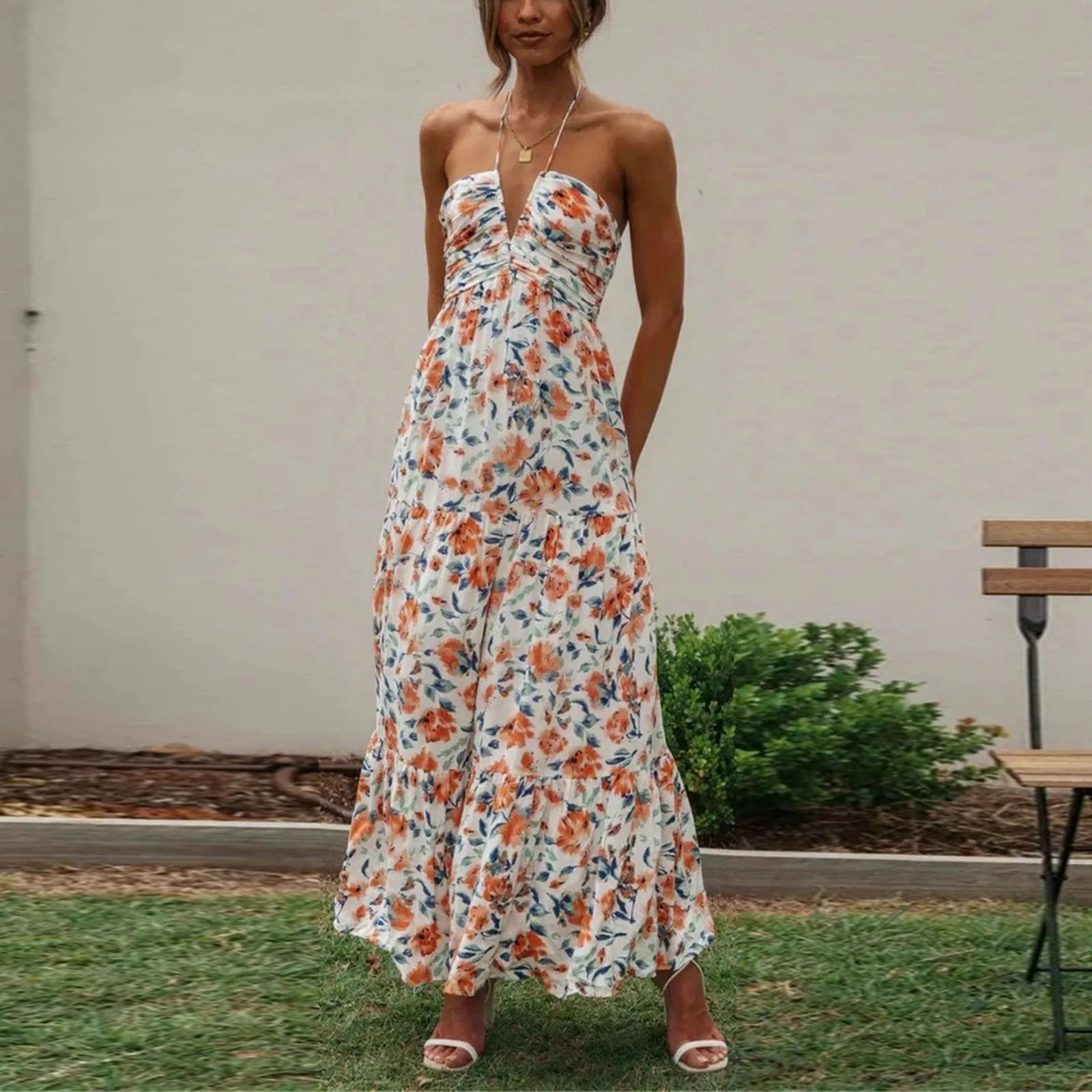 Siena | Tiered Halter Maxi Dress oaklynwear