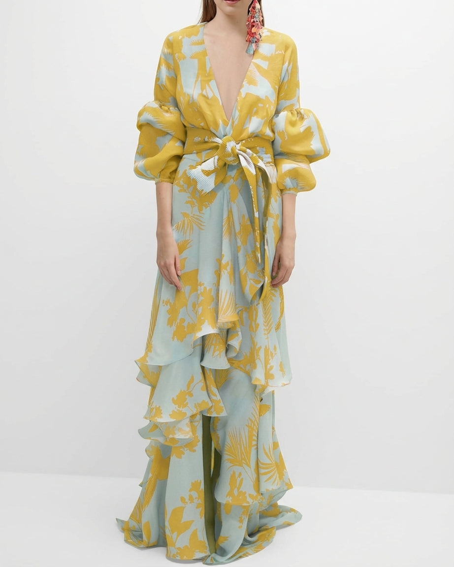 Mira Sante | Printed Chiffon Ceremony Dress oaklynwear