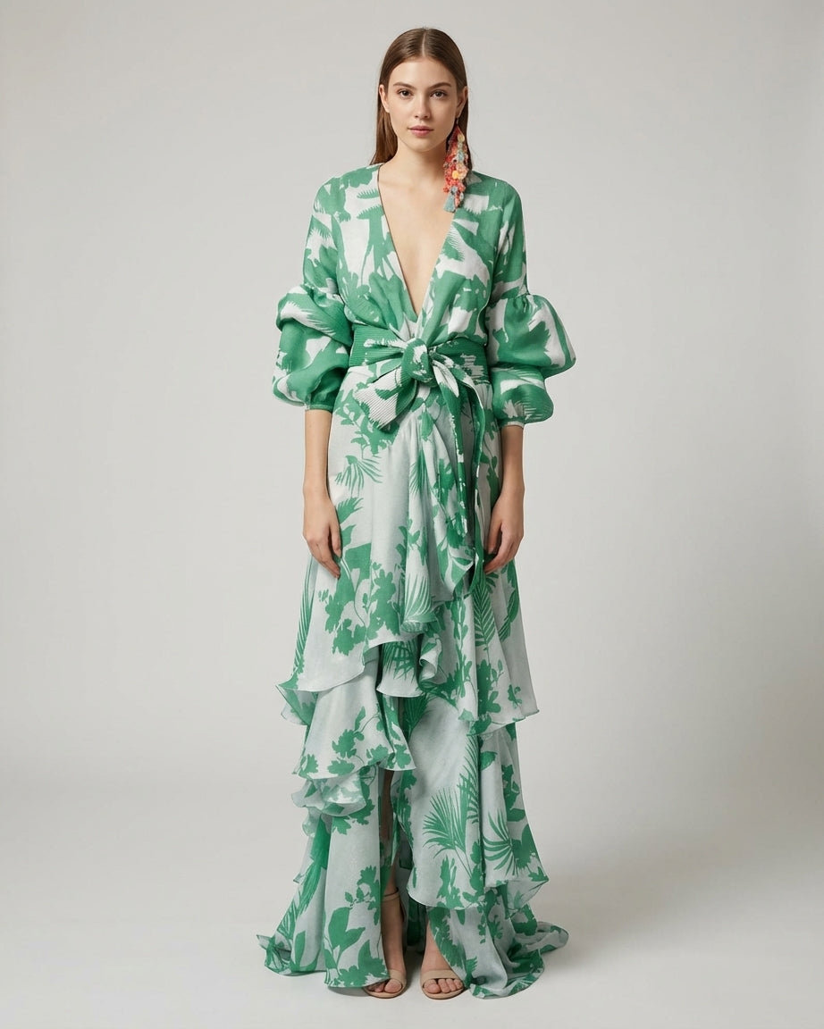 Mira Sante | Printed Chiffon Ceremony Dress oaklynwear