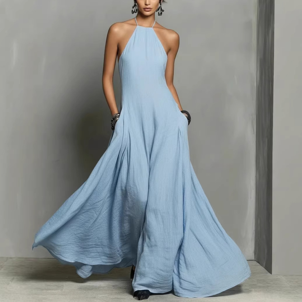 Paloma | Halter Neck Linen Maxi Dress oaklynwear