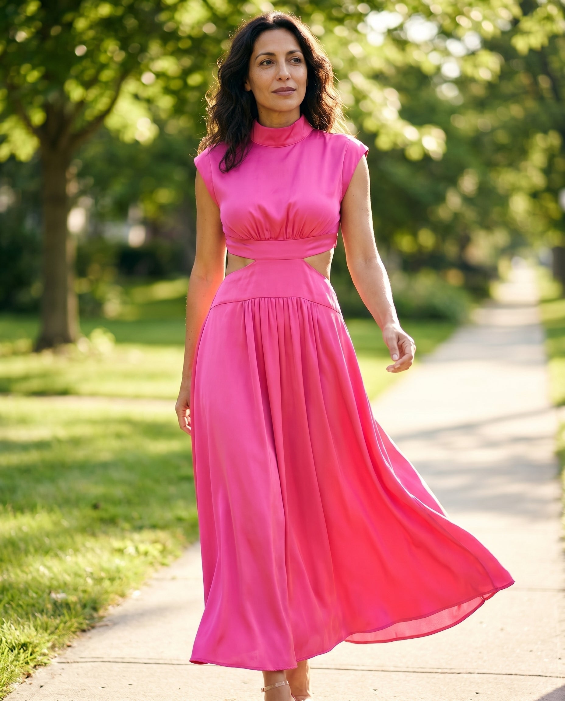 Ella | Cutout Waist High Neck Maxi Dress oaklynwear