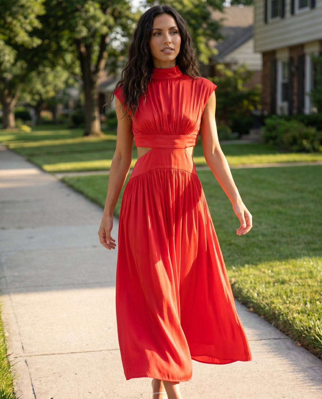 Ella | Cutout Waist High Neck Maxi Dress oaklynwear