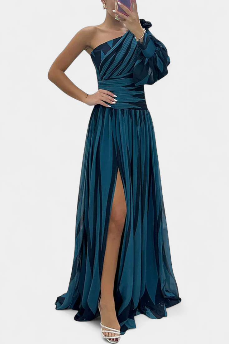 Zephyr | One-Shoulder Striped Maxi Dress oaklynwear
